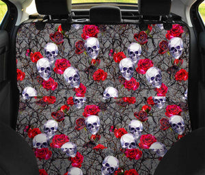 Rose Branch Skull Pattern Print Pet Car Back Seat Cover