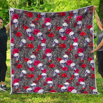 Rose Branch Skull Pattern Print Quilt