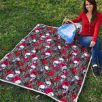 Rose Branch Skull Pattern Print Quilt