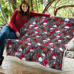 Rose Branch Skull Pattern Print Quilt