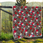 Rose Branch Skull Pattern Print Quilt