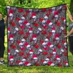 Rose Branch Skull Pattern Print Quilt