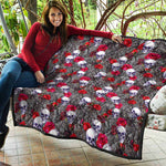 Rose Branch Skull Pattern Print Quilt
