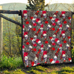 Rose Branch Skull Pattern Print Quilt
