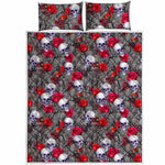 Rose Branch Skull Pattern Print Quilt Bed Set