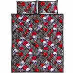 Rose Branch Skull Pattern Print Quilt Bed Set
