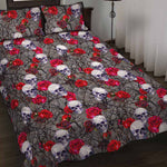 Rose Branch Skull Pattern Print Quilt Bed Set