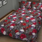 Rose Branch Skull Pattern Print Quilt Bed Set