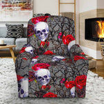 Rose Branch Skull Pattern Print Recliner Slipcover