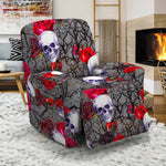 Rose Branch Skull Pattern Print Recliner Slipcover