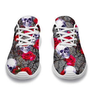 Rose Branch Skull Pattern Print Sport Shoes GearFrost