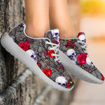 Rose Branch Skull Pattern Print Sport Shoes GearFrost