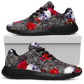 Rose Branch Skull Pattern Print Walking Shoes