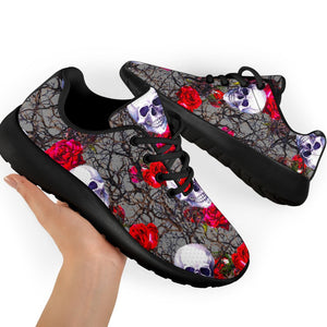 Rose Branch Skull Pattern Print Sport Shoes GearFrost