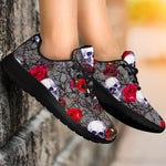 Rose Branch Skull Pattern Print Sport Shoes GearFrost