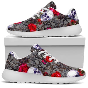 Rose Branch Skull Pattern Print Sport Shoes GearFrost