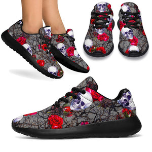 Rose Branch Skull Pattern Print Sport Shoes GearFrost