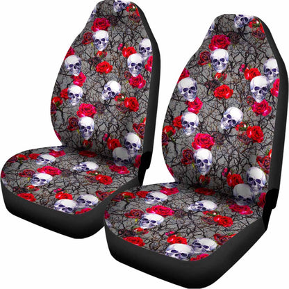 Rose Branch Skull Pattern Print Universal Fit Car Seat Covers