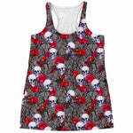 Rose Branch Skull Pattern Print Women's Racerback Tank Top