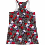 Rose Branch Skull Pattern Print Women's Racerback Tank Top