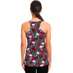 Rose Branch Skull Pattern Print Women's Racerback Tank Top