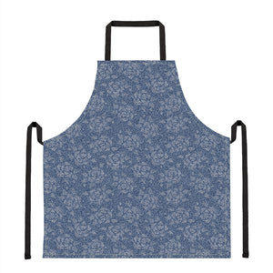 Rose Denim Jeans Pattern Print Apron