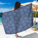 Rose Denim Jeans Pattern Print Beach Sarong Wrap
