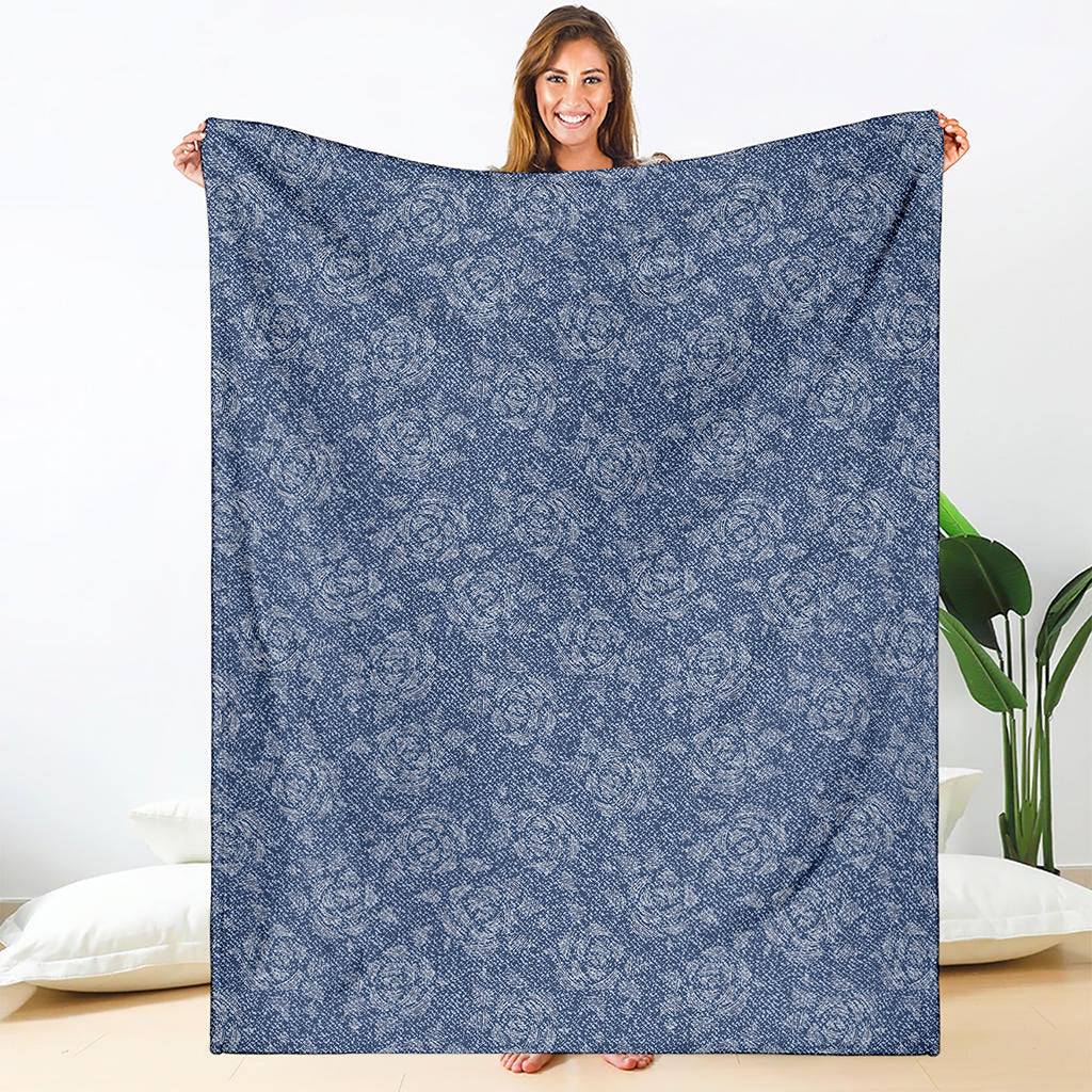 Rose Denim Jeans Pattern Print Blanket