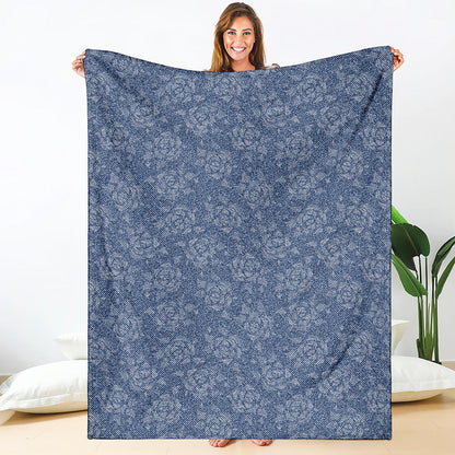 Rose Denim Jeans Pattern Print Blanket