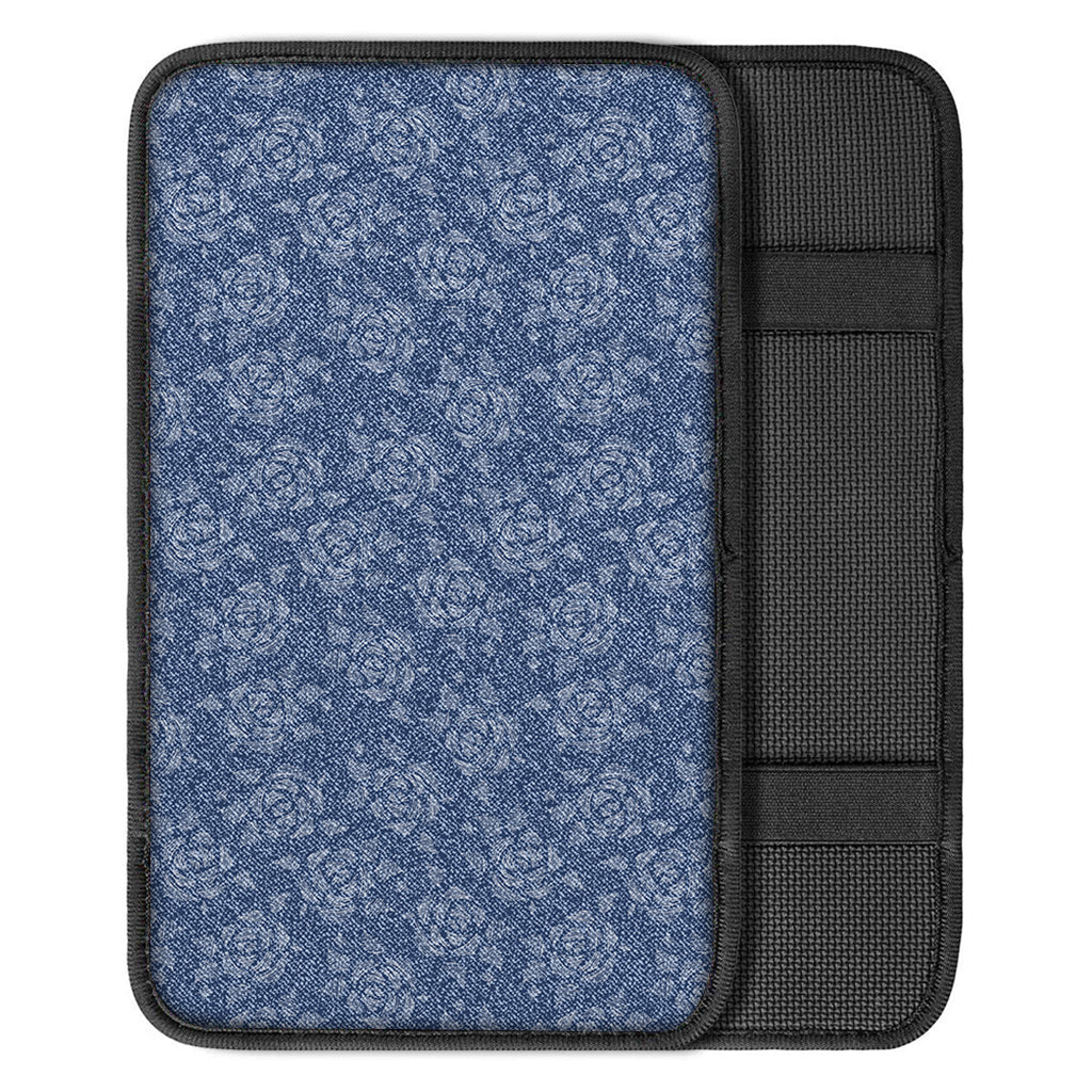 Rose Denim Jeans Pattern Print Car Center Console Cover
