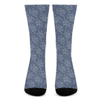Rose Denim Jeans Pattern Print Crew Socks