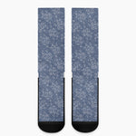 Rose Denim Jeans Pattern Print Crew Socks