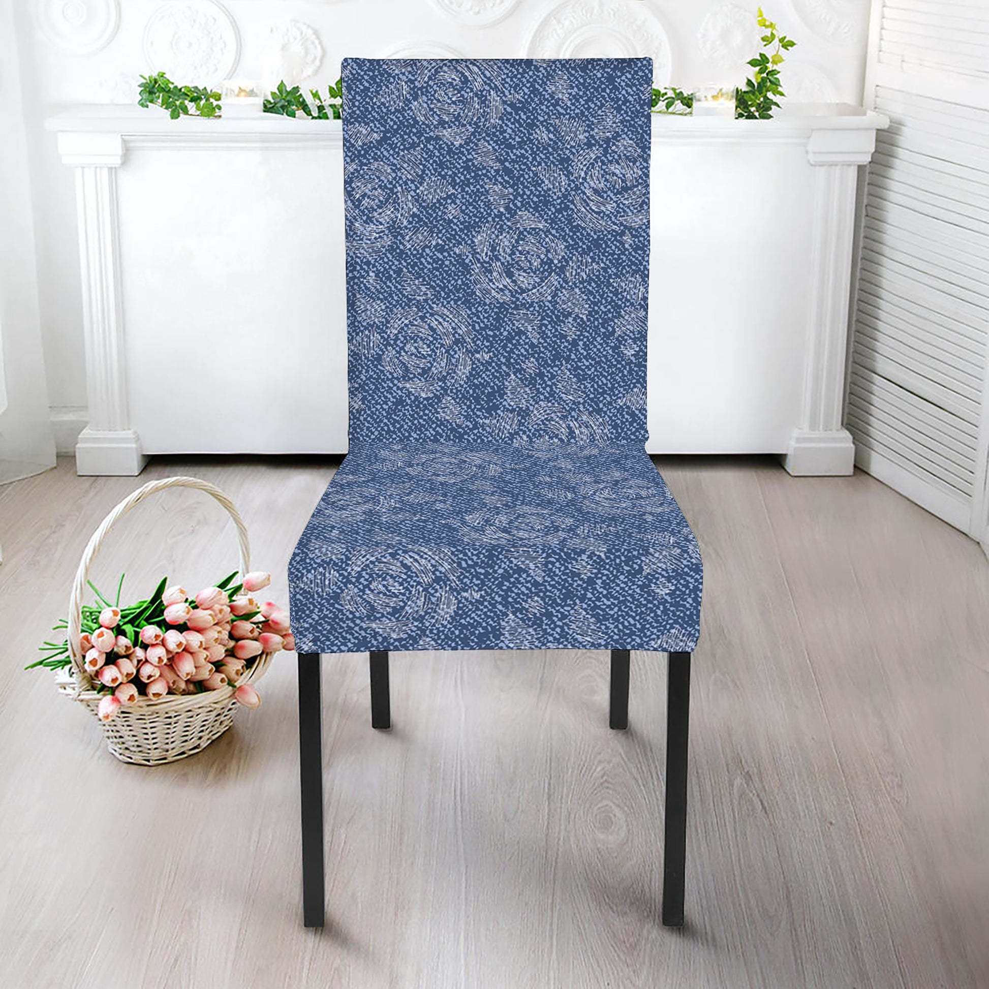 Rose Denim Jeans Pattern Print Dining Chair Slipcover