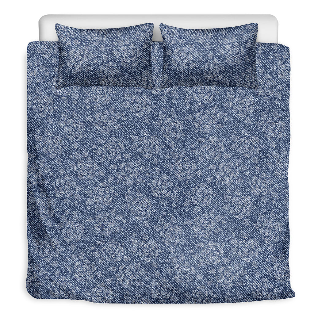 Rose Denim Jeans Pattern Print Duvet Cover Bedding Set