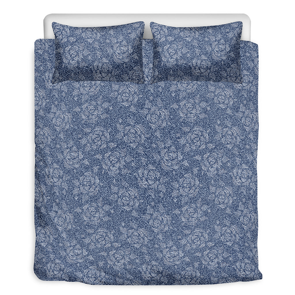 Rose Denim Jeans Pattern Print Duvet Cover Bedding Set