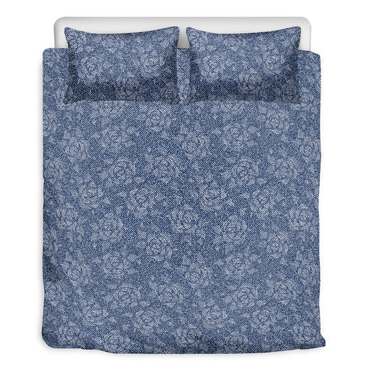 Rose Denim Jeans Pattern Print Duvet Cover Bedding Set