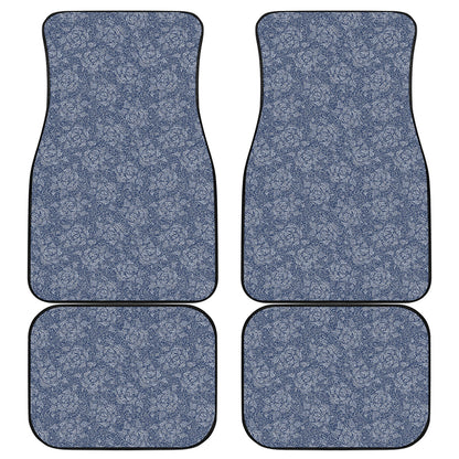 Rose Denim Jeans Pattern Print Front and Back Car Floor Mats