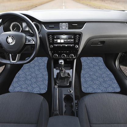 Rose Denim Jeans Pattern Print Front and Back Car Floor Mats