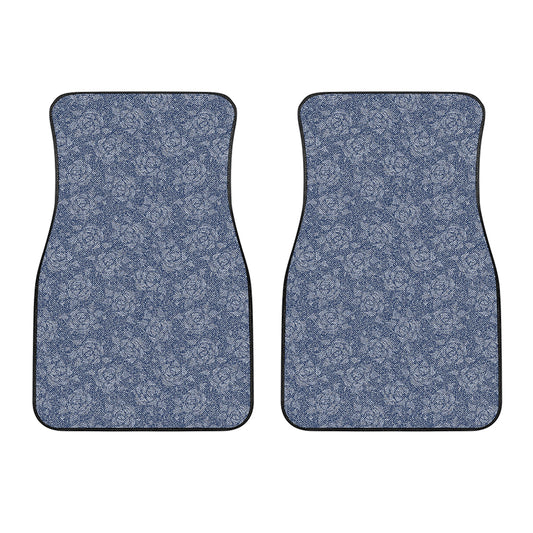 Rose Denim Jeans Pattern Print Front Car Floor Mats