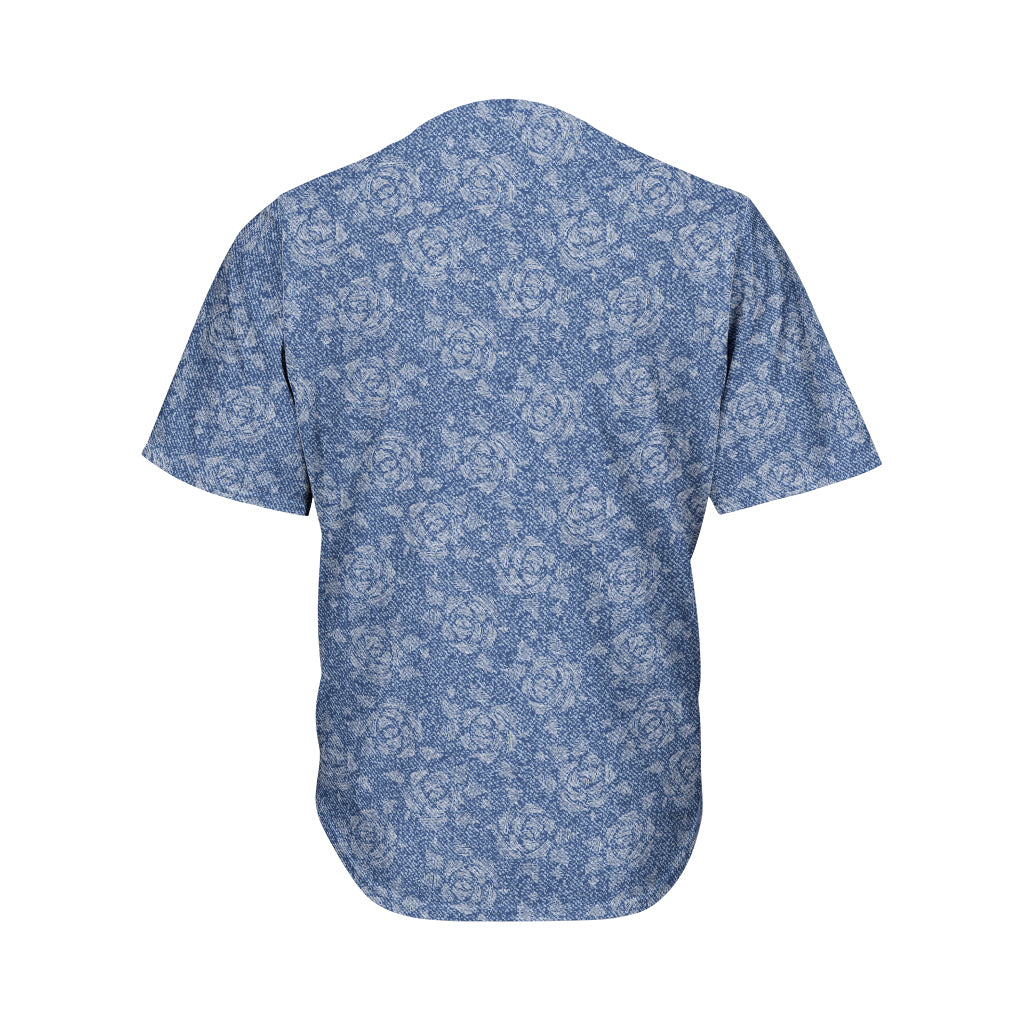 Rose Denim Jeans Pattern Print Men's Baseball Jersey