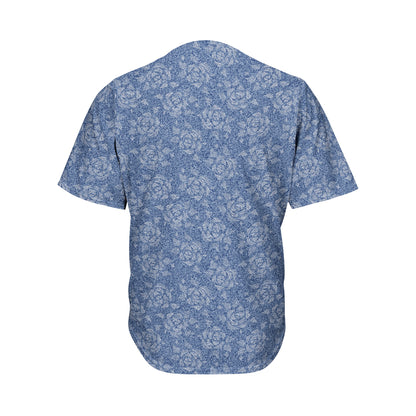 Rose Denim Jeans Pattern Print Men's Baseball Jersey