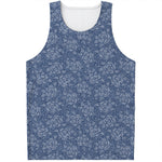Rose Denim Jeans Pattern Print Men's Tank Top