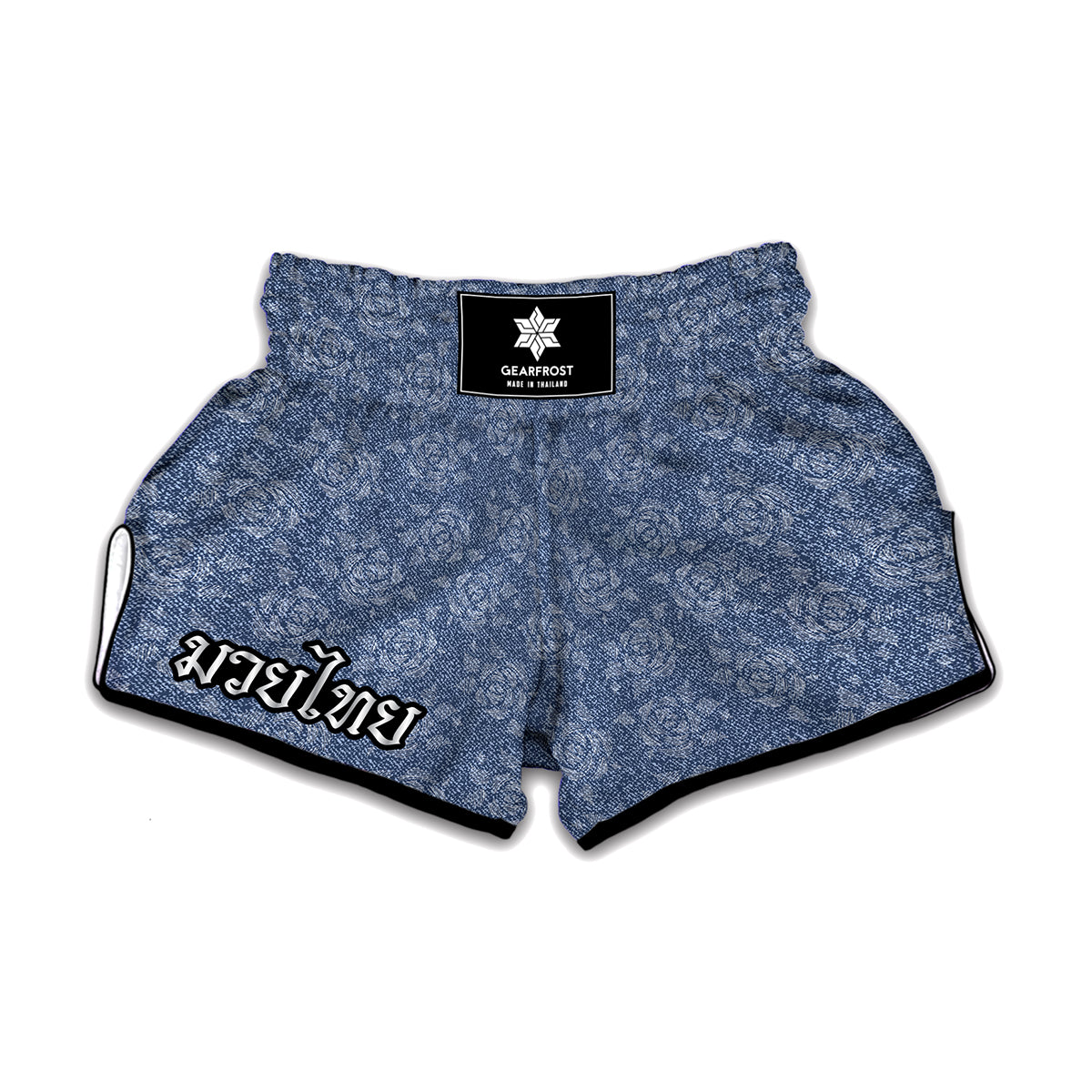 Rose Denim Jeans Pattern Print Muay Thai Boxing Shorts