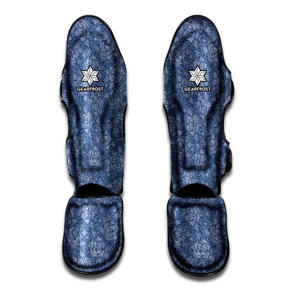 Rose Denim Jeans Pattern Print Muay Thai Shin Guard