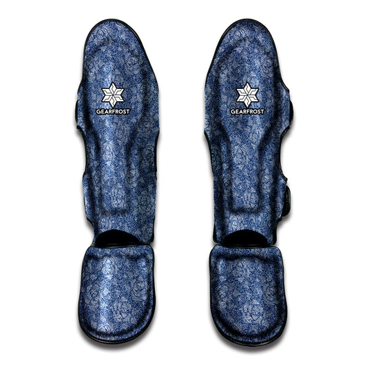 Rose Denim Jeans Pattern Print Muay Thai Shin Guard