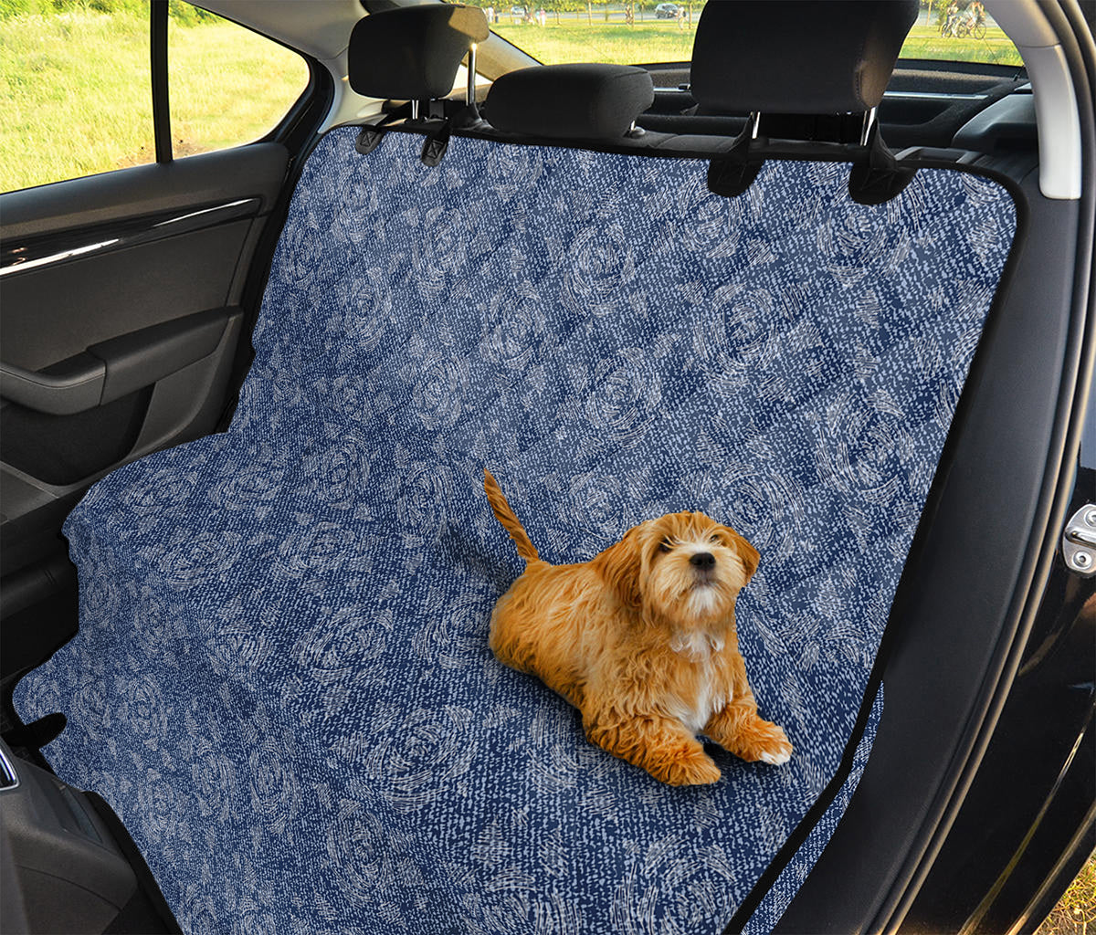 Rose Denim Jeans Pattern Print Pet Car Back Seat Cover