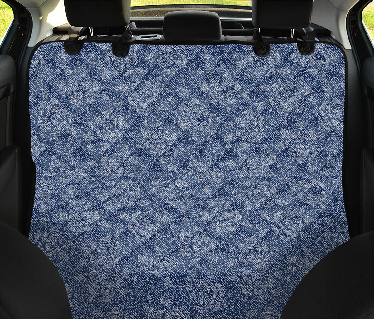 Rose Denim Jeans Pattern Print Pet Car Back Seat Cover
