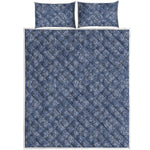 Rose Denim Jeans Pattern Print Quilt Bed Set