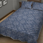 Rose Denim Jeans Pattern Print Quilt Bed Set