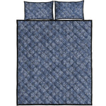 Rose Denim Jeans Pattern Print Quilt Bed Set